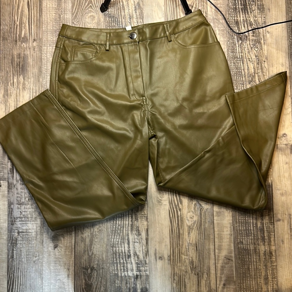 Olive Green Leather Pants